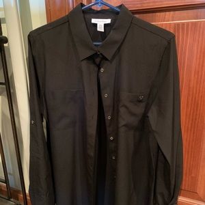 Calvin Klein black button down blouse